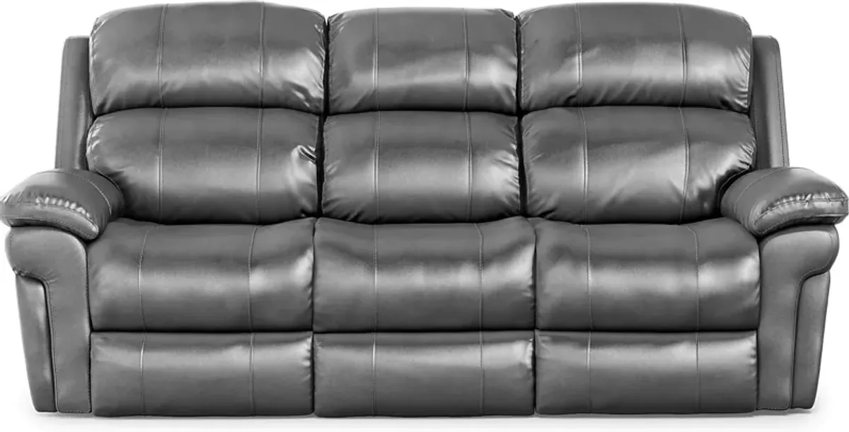 Trevino Place Smoke Leather Dual Power Reclining Sofa