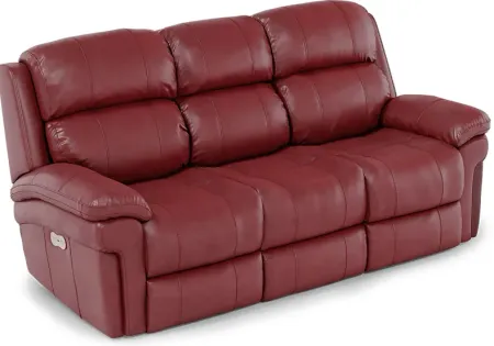 Trevino Place Burgundy Leather Dual Power Reclining Sofa