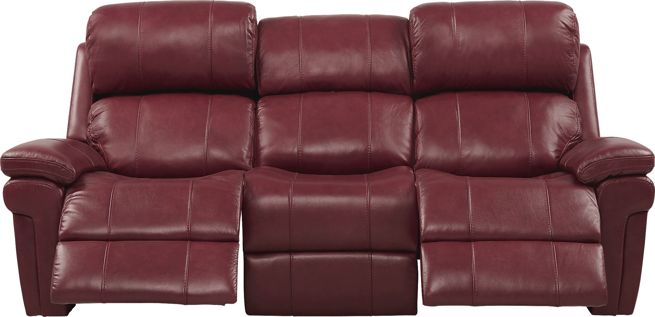 Trevino Place Burgundy Leather Dual Power Reclining Sofa