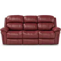 Trevino Place Burgundy Leather Dual Power Reclining Sofa