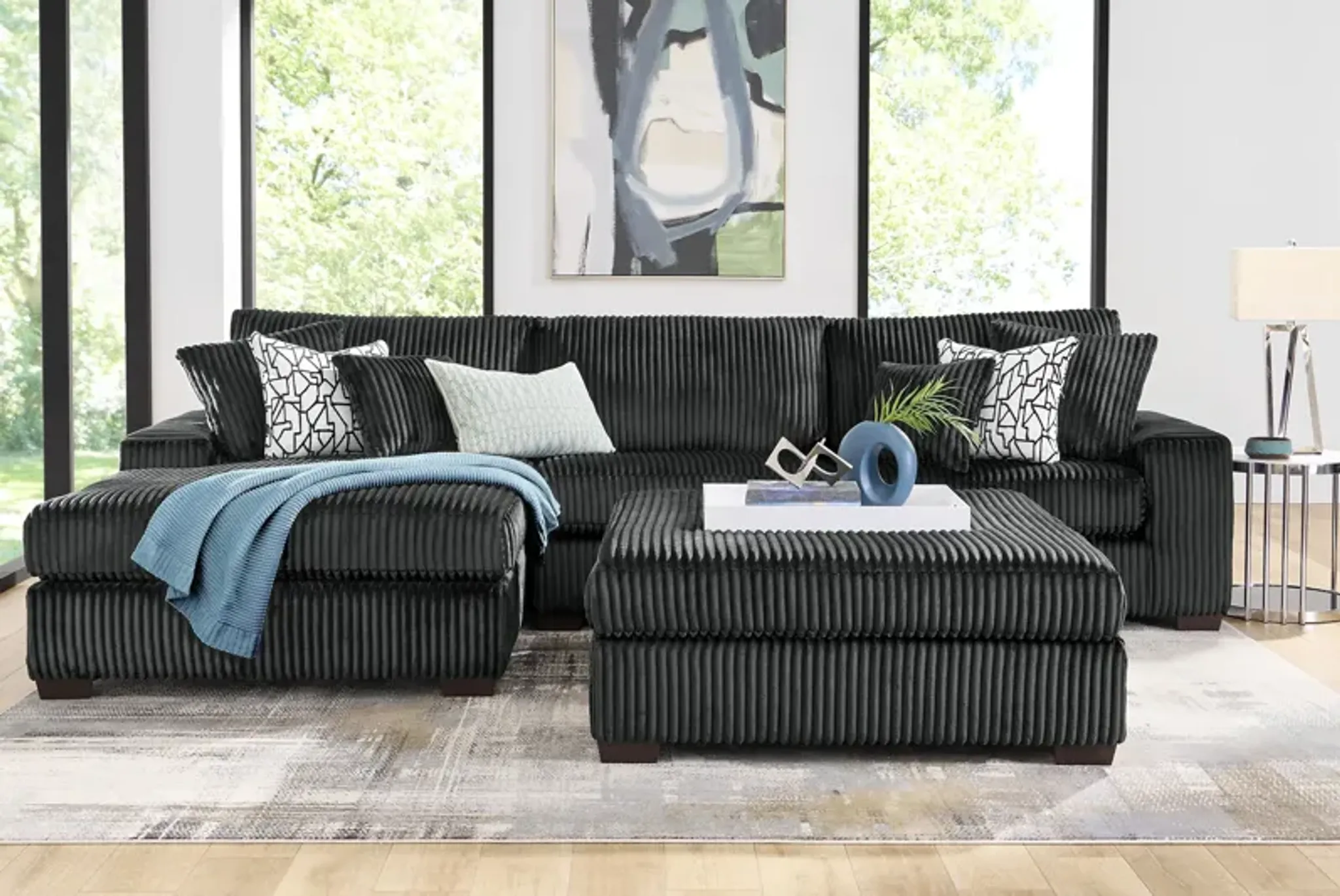 Lexford Park Black 3 Pc Sectional | Furniture.com