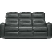 Sierra Madre Gray Leather Dual Power Reclining Sofa