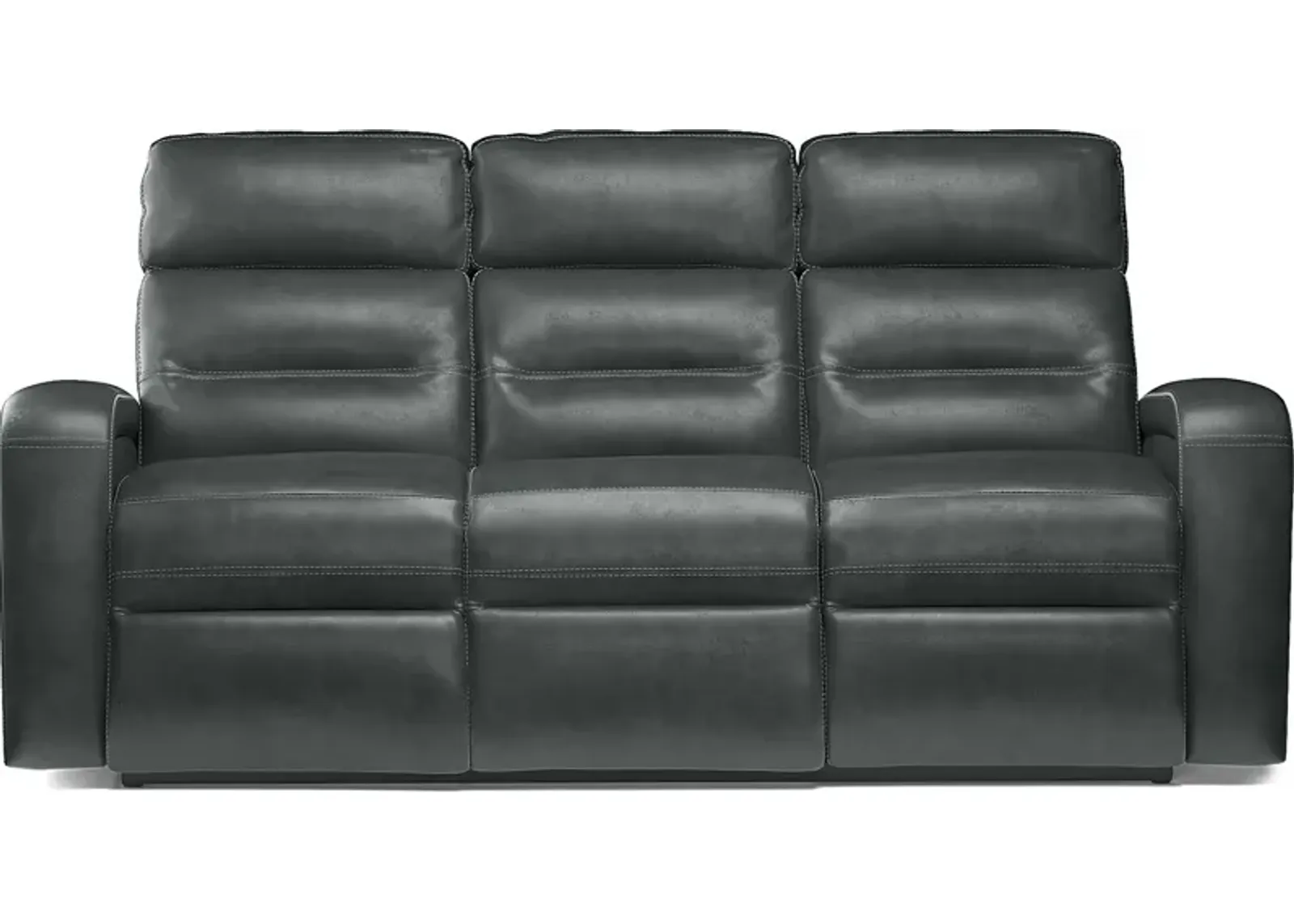 Sierra Madre Gray Leather Dual Power Reclining Sofa