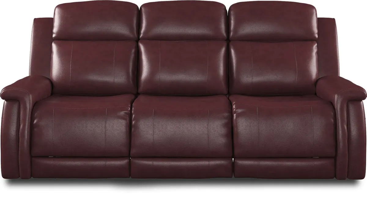 Orsini Red Leather Dual Power Reclining Sofa