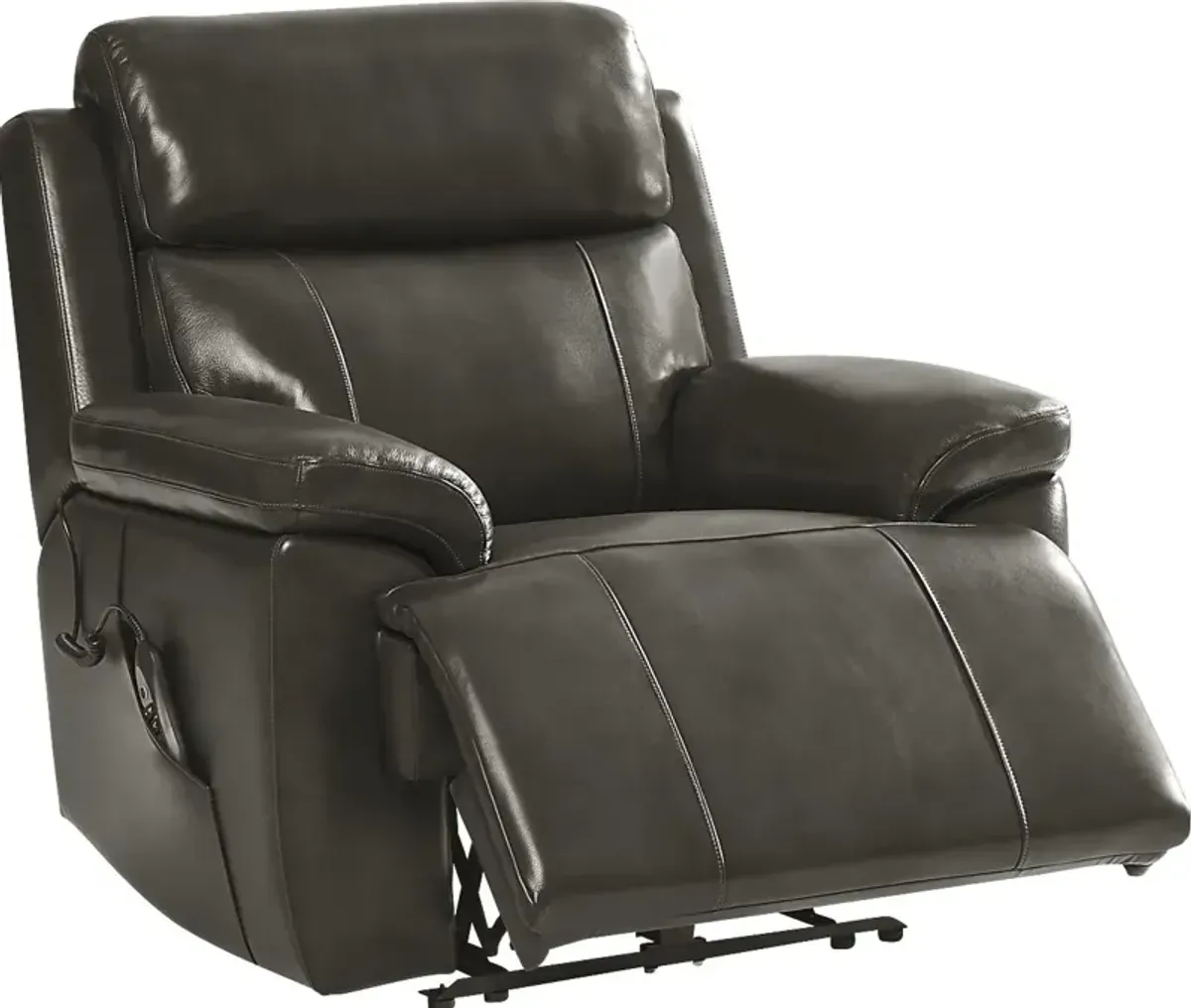 Barolo Dark Gray Leather 8 Pc Triple Power Reclining Living Room with Massage and Heat