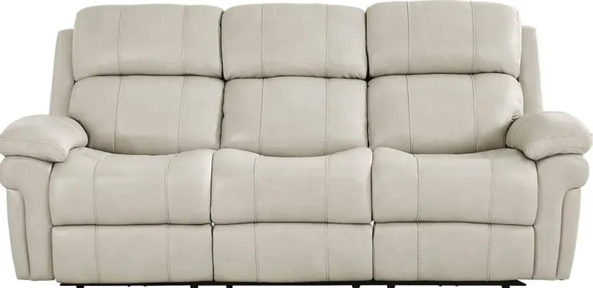 Trevino Lane Gray Leather Dual Power Reclining Sofa