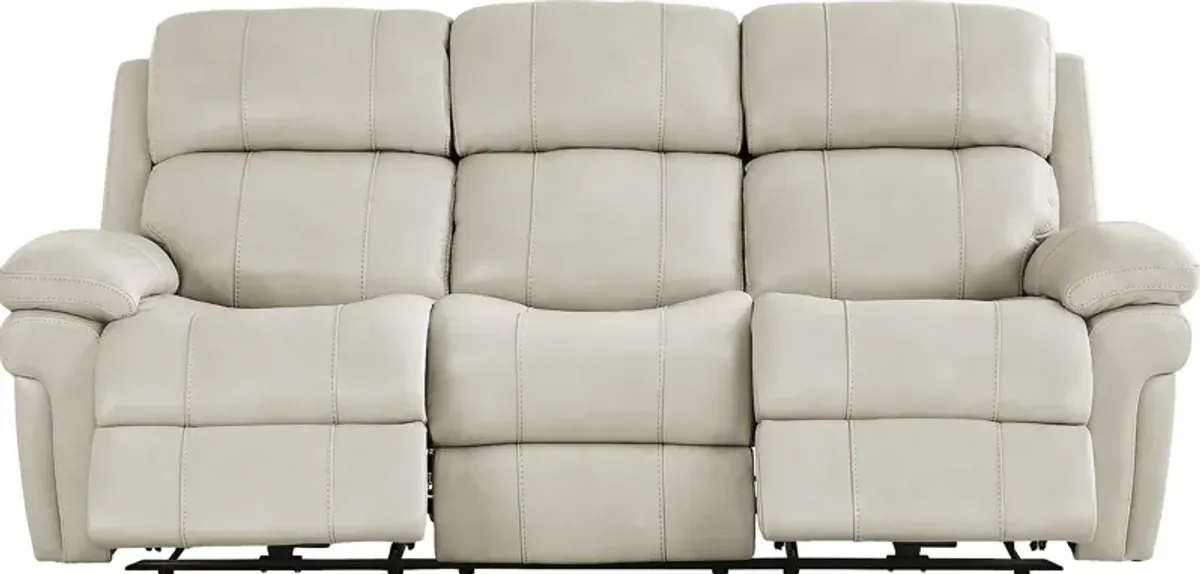 Trevino Lane Gray Leather Dual Power Reclining Sofa