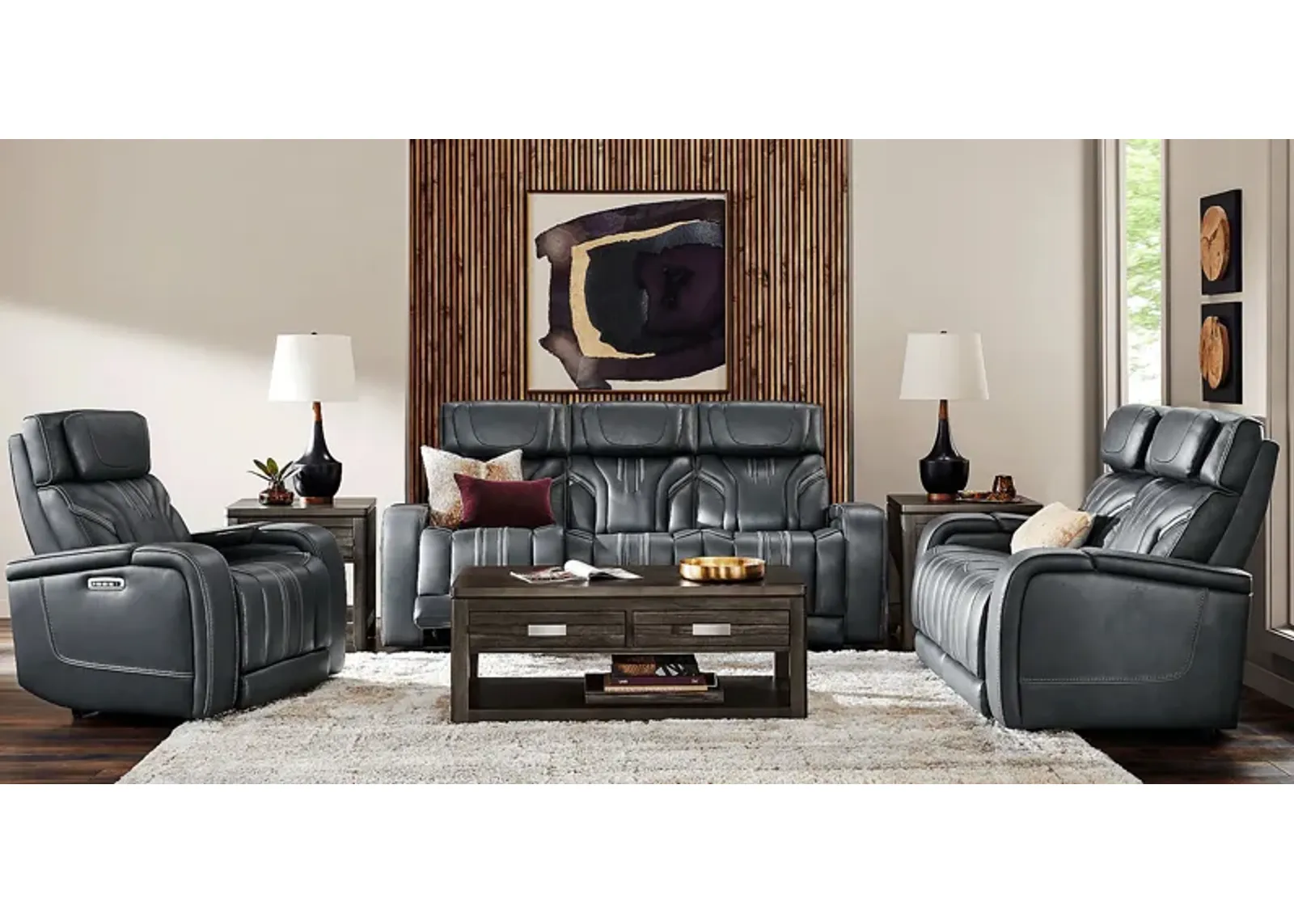 Southlake Navy 7 Pc Living Room with Triple Power Reclining Sofa