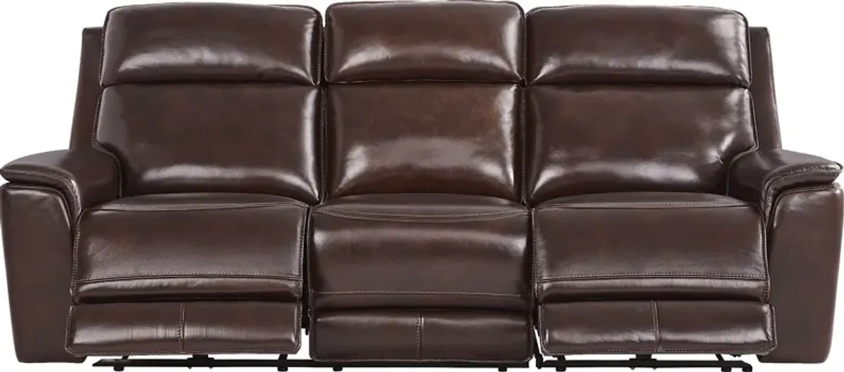 Magellan Merlot Leather Dual Power Reclining Sofa