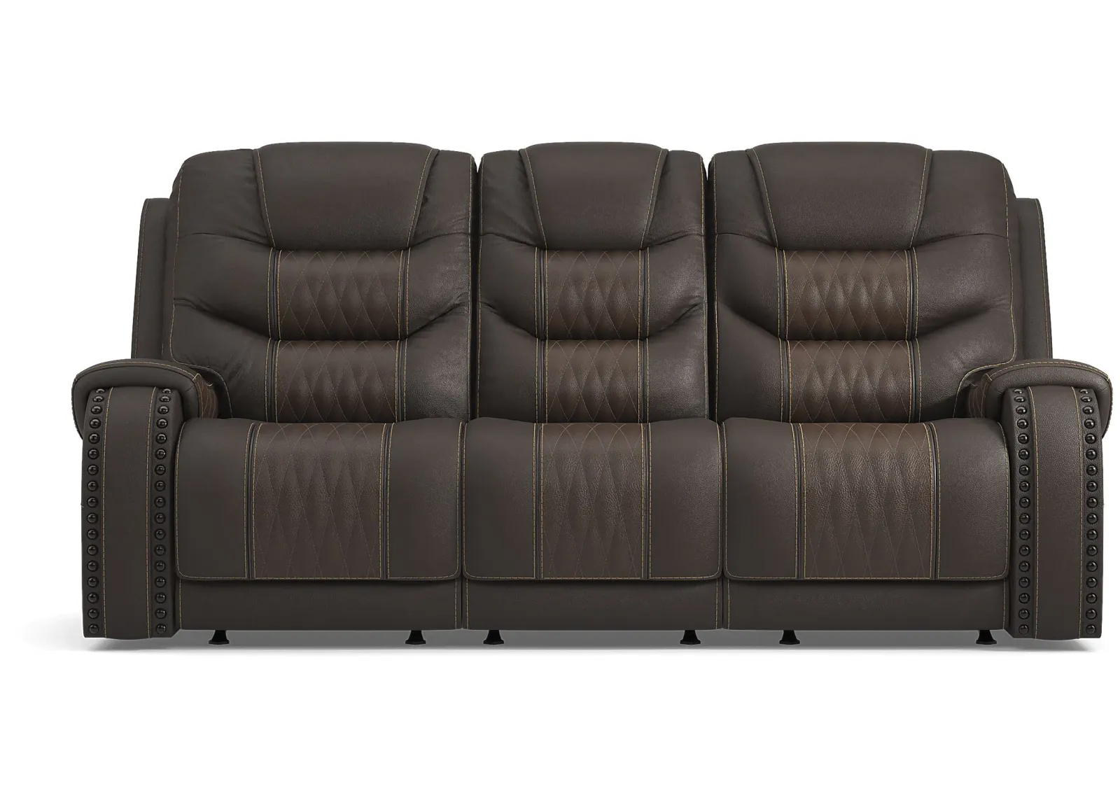 Eric Church Highway To Home Headliner Brown Leather Dual Power Reclining Sofa