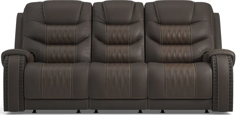 Headliner Brown Leather Dual Power Reclining Sofa