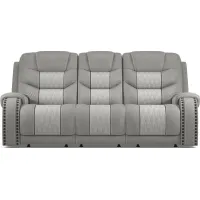 Headliner Gray Leather Dual Power Reclining Sofa