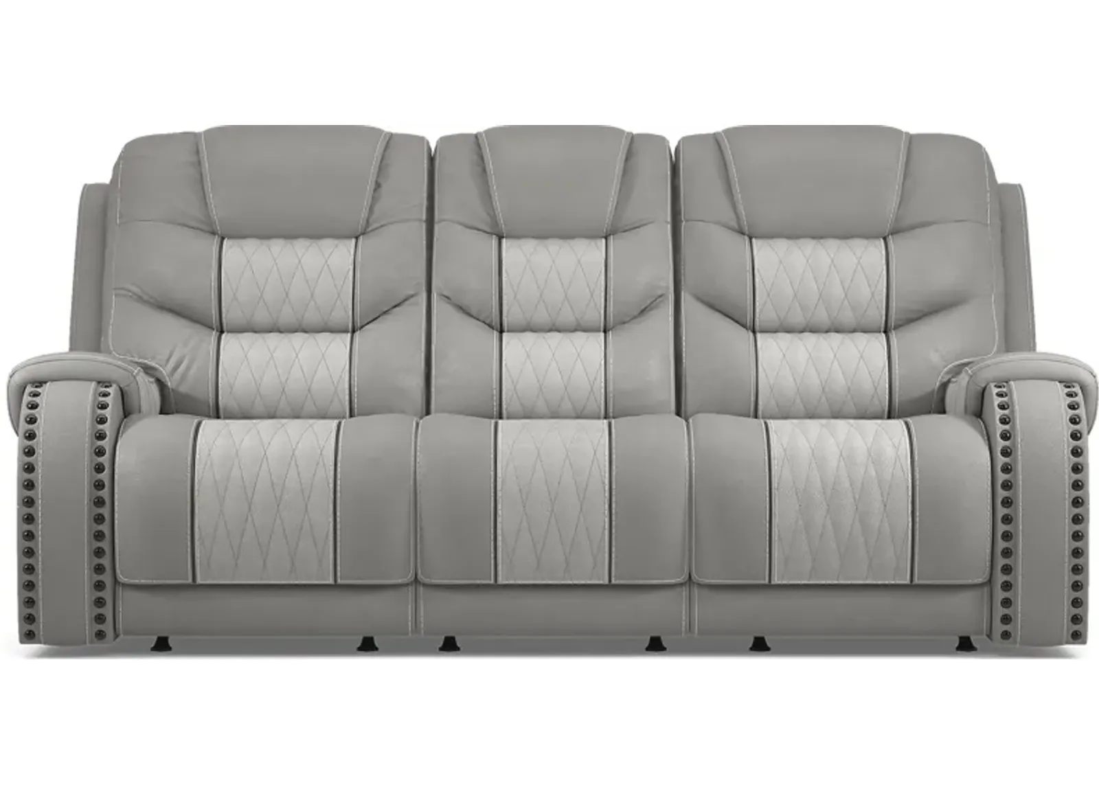 Headliner Gray Leather Dual Power Reclining Sofa