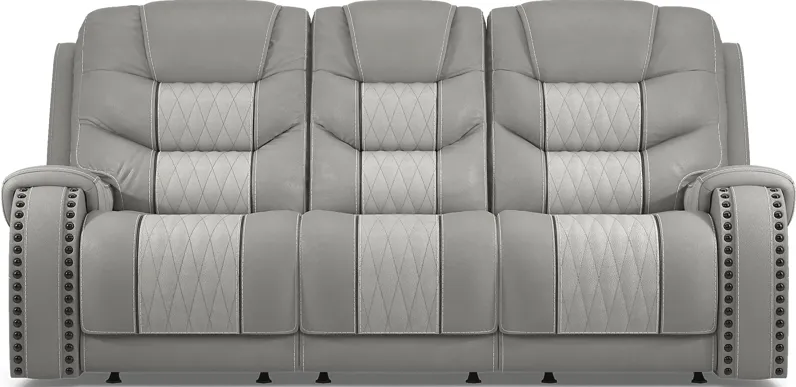 Headliner Gray Leather Dual Power Reclining Sofa