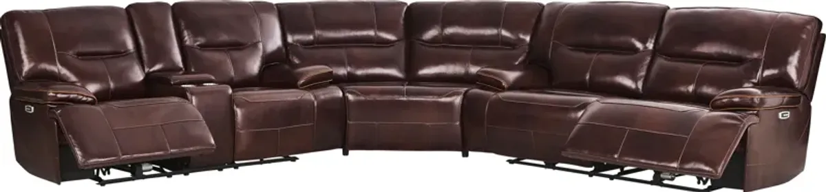 Caletta Way Merlot Leather 3 Pc Dual Power Reclining Sectional