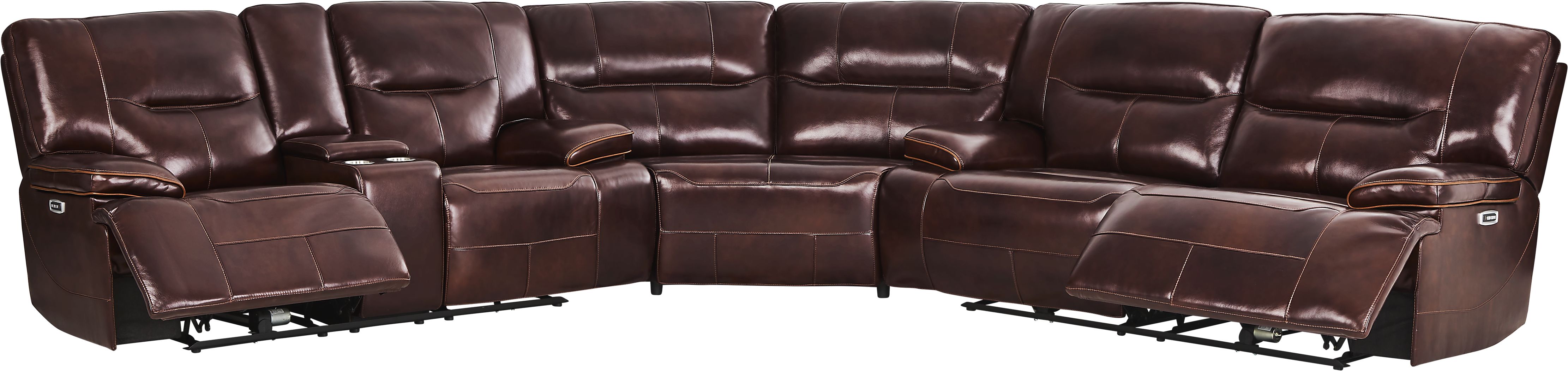 Caletta Way Merlot Leather 3 Pc Dual Power Reclining Sectional