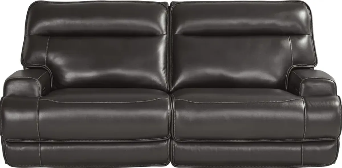 Scarborough Black Leather Dual Power Reclining Sofa