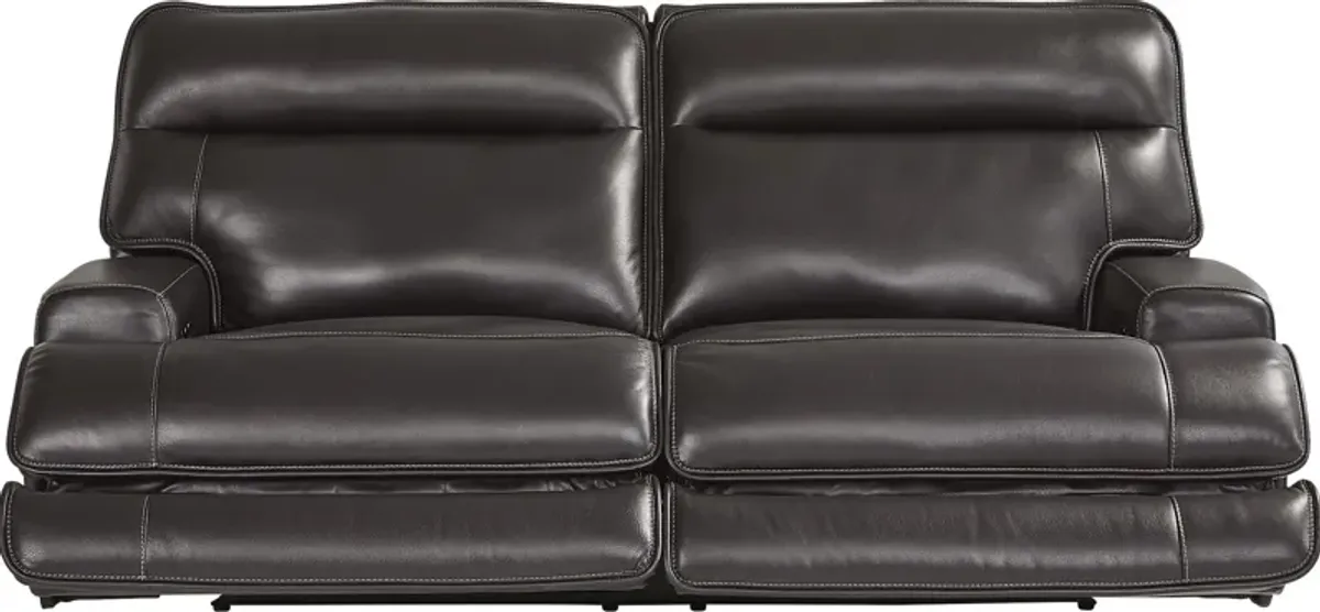 Scarborough Black Leather Dual Power Reclining Sofa