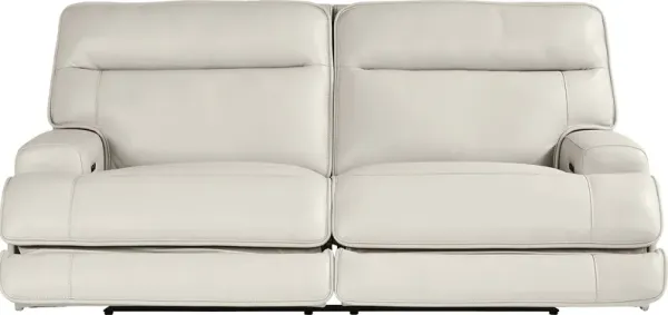 Scarborough Beige Leather Dual Power Reclining Sofa