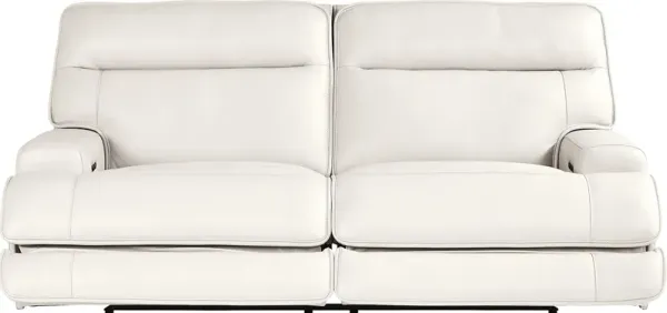 Scarborough White Leather Dual Power Reclining Sofa