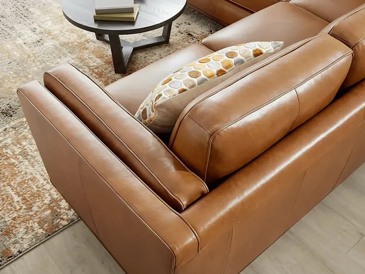 Duluth Caramel Leather 2 Pc Sectional