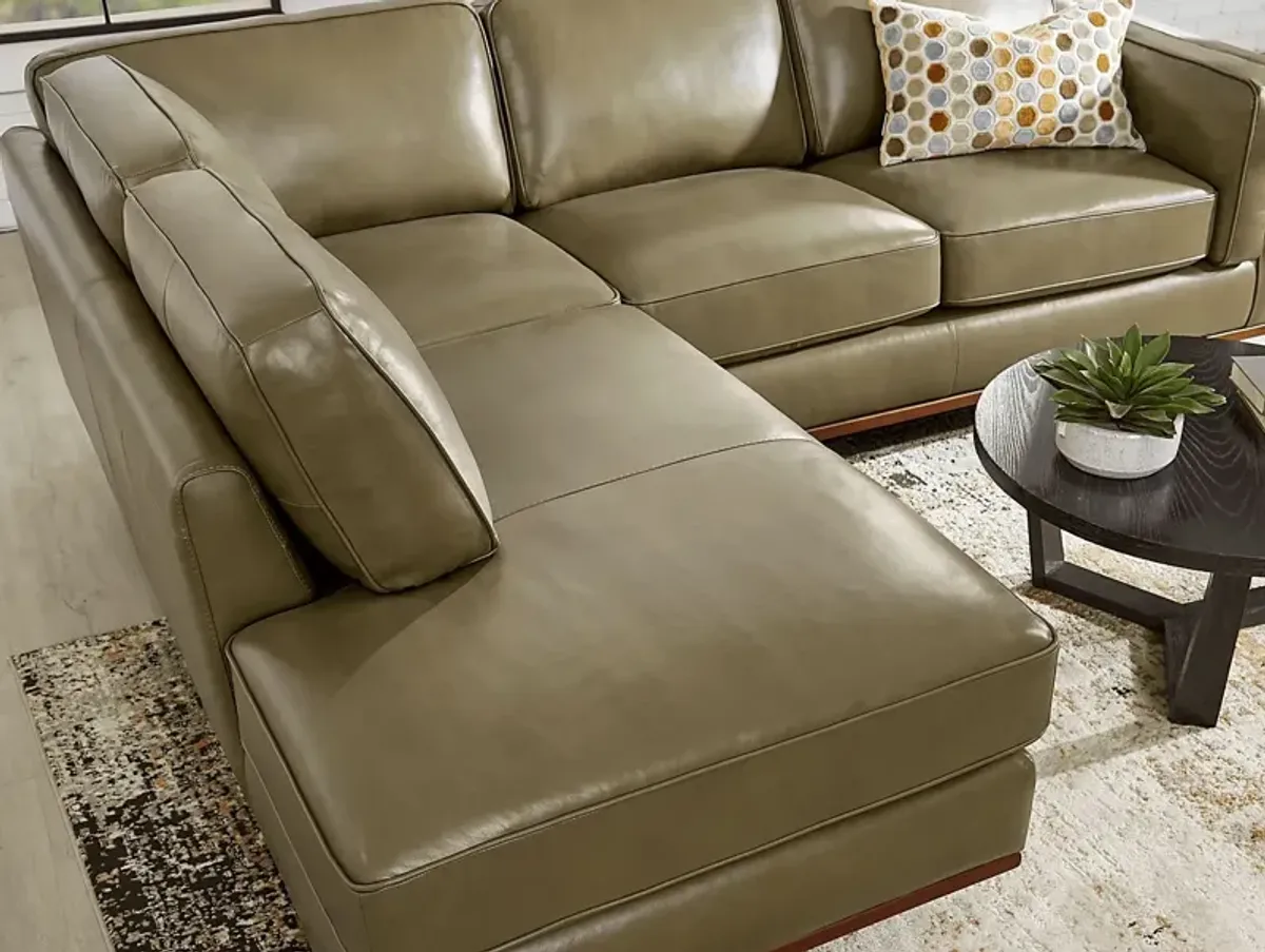 Duluth Olive Leather 2 Pc Sectional