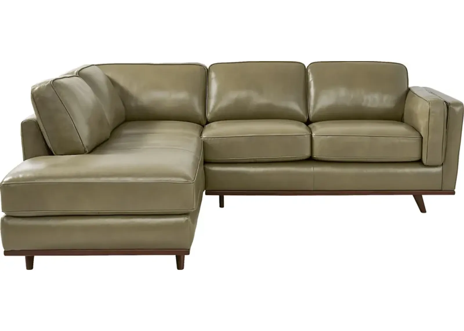 Duluth Olive Leather 2 Pc Sectional