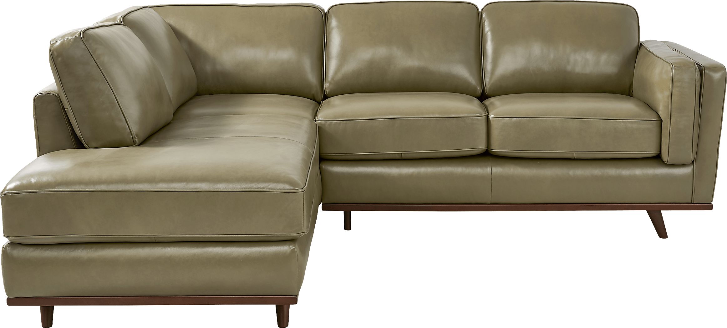 Duluth Olive Leather 2 Pc Sectional