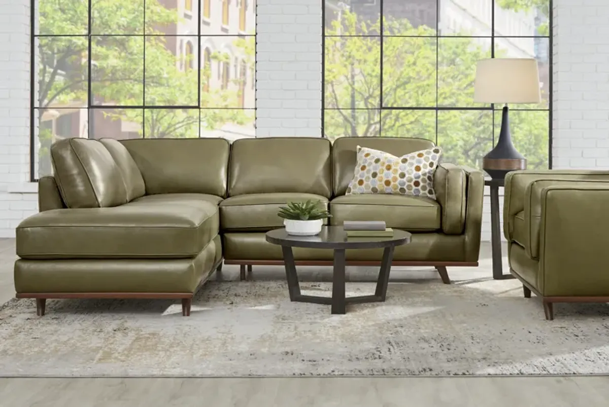 Duluth Olive Leather 2 Pc Sectional