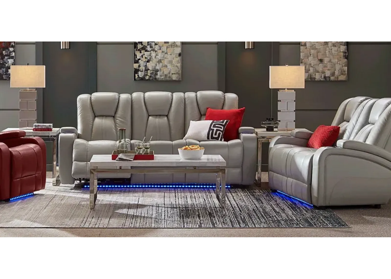 Kingvale Court Platinum 5 Pc Living Room with Dual Power Reclining Sofa