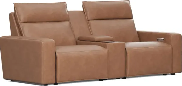 Saddle 3 Pc Dual Power Reclining ModularTwo with Media Console