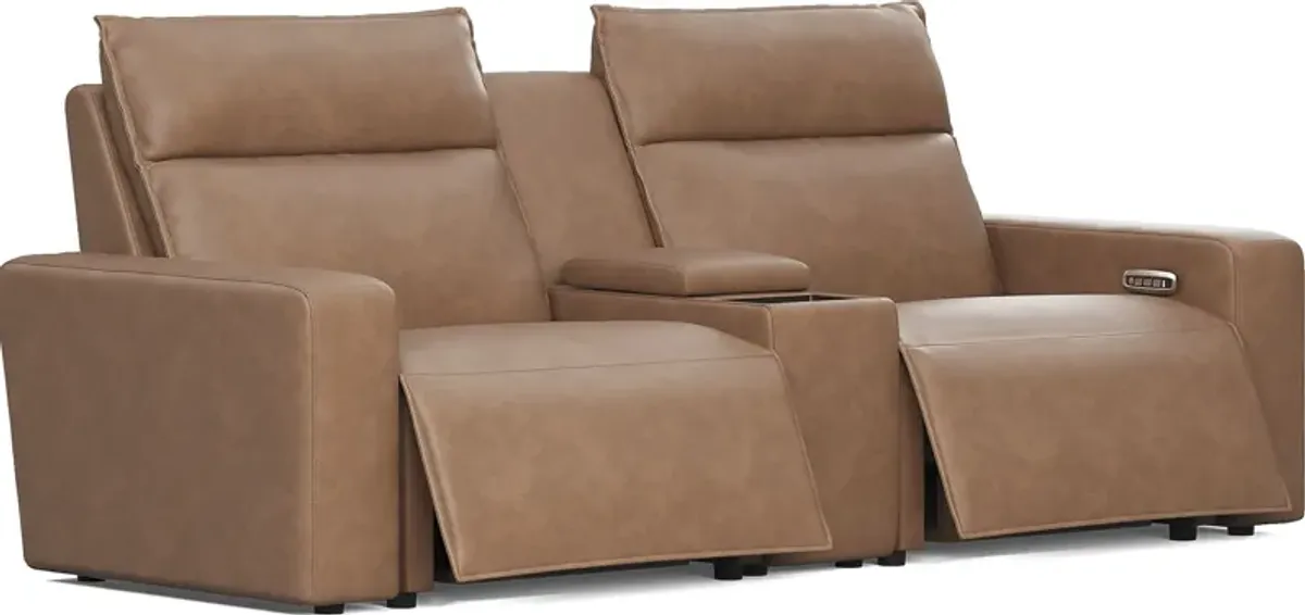 Saddle 3 Pc Dual Power Reclining ModularTwo with Media Console