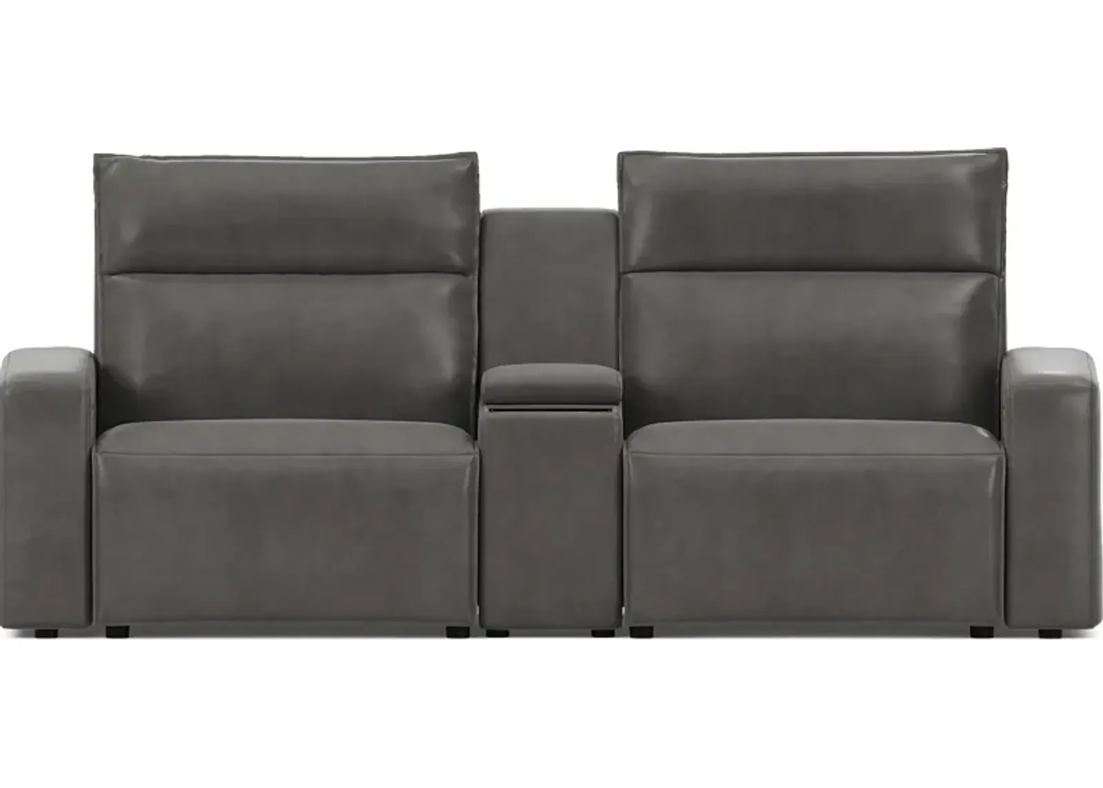 Charcoal 3 Pc Dual Power Reclining ModularTwo with Media Console