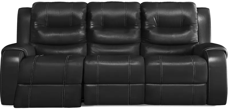 High Plains Black Leather Power Reclining Sofa