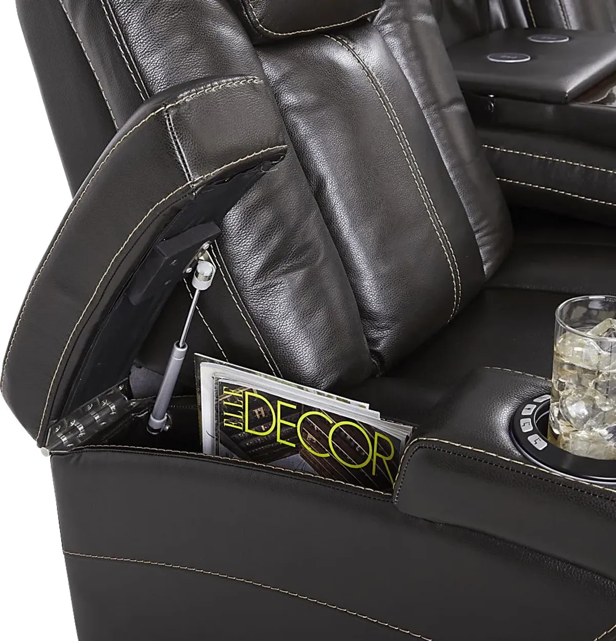 Moretti Brown Leather 5 Pc Living Room with Dual Power Reclining Sofa