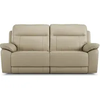 Torini Cream Leather Power Reclining Sofa