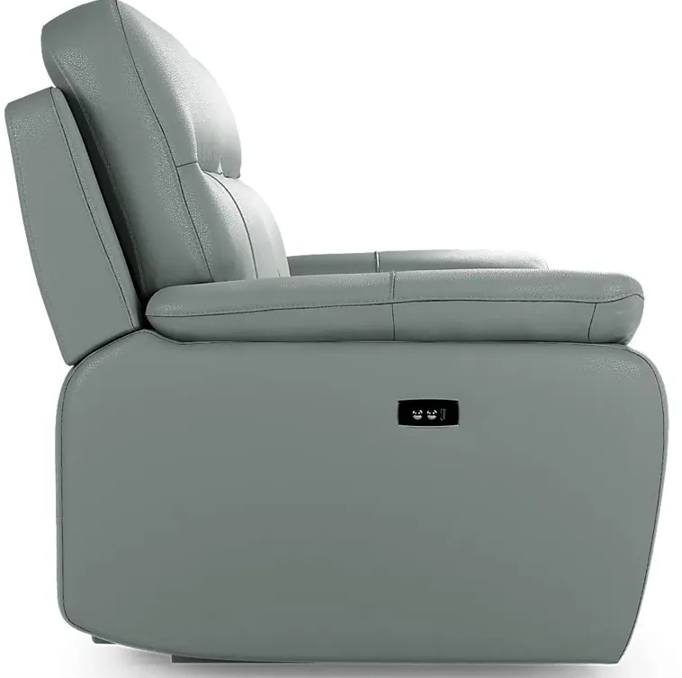 Torini Blue Leather Power Reclining Sofa