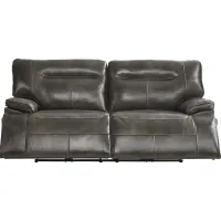 Bernsley Gray Leather Dual Power Reclining Sofa