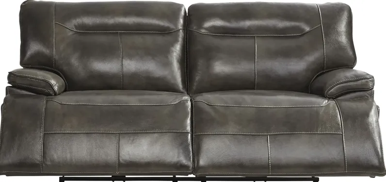 Bernsley Gray Leather Dual Power Reclining Sofa