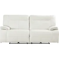 Bernsley White Leather Dual Power Reclining Sofa