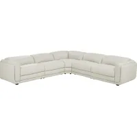 Meridien Ice Leather 5 Pc Dual Power Reclining Sectional