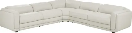 Meridien Ice Leather 5 Pc Dual Power Reclining Sectional