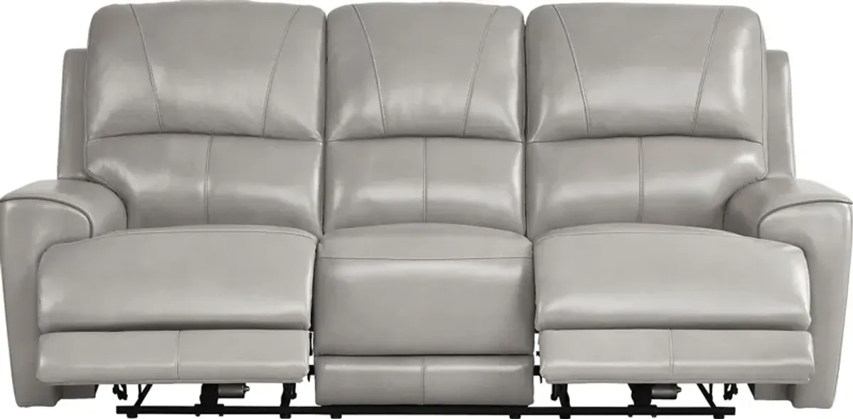 Fremont Gray Leather Reclining Sofa