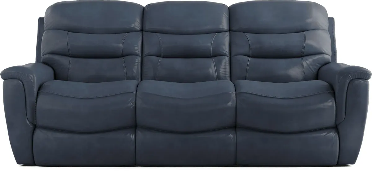 Sabella Navy Leather Power Reclining Sofa