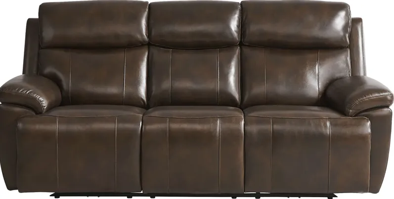 Barolo Brown Leather Triple Power Reclining Sofa