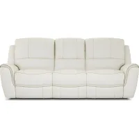 Lanzo Off-White Leather Reclining Sofa