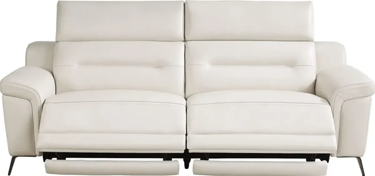 Castella Ivory Leather Dual Power Reclining Sofa