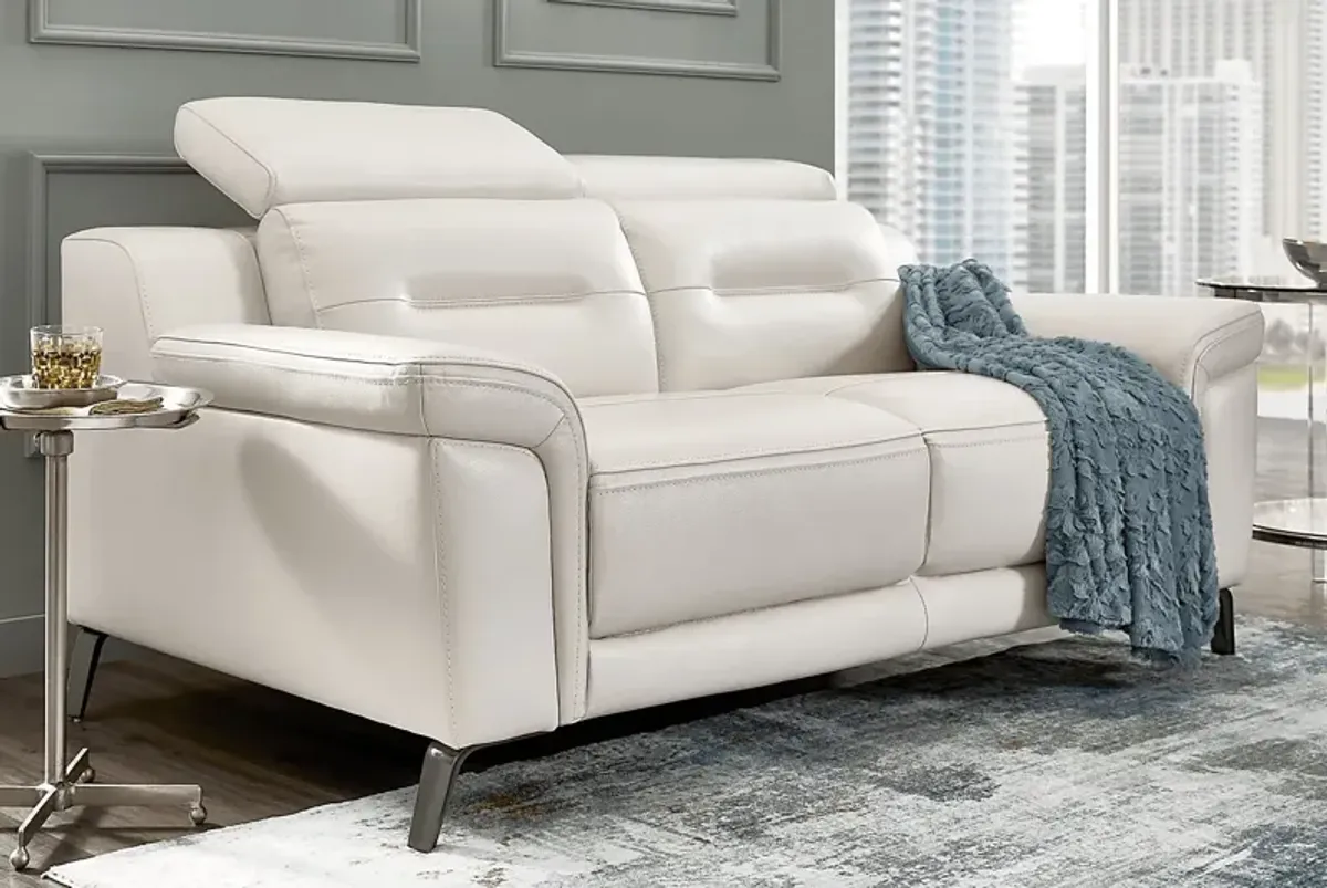 Castella Ivory Leather Dual Power Reclining Sofa