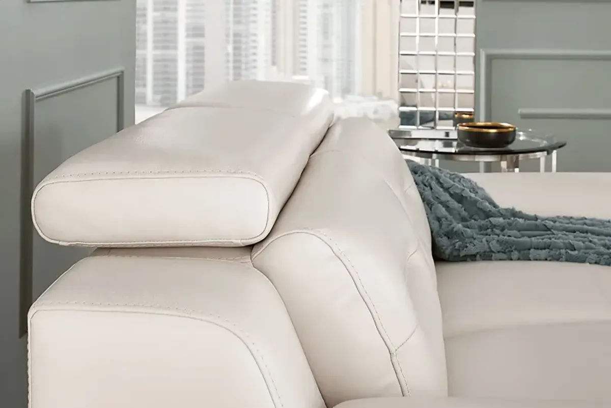 Castella Ivory Leather Dual Power Reclining Sofa