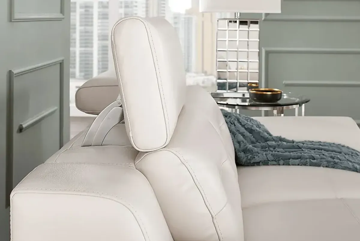 Castella Ivory Leather Dual Power Reclining Sofa